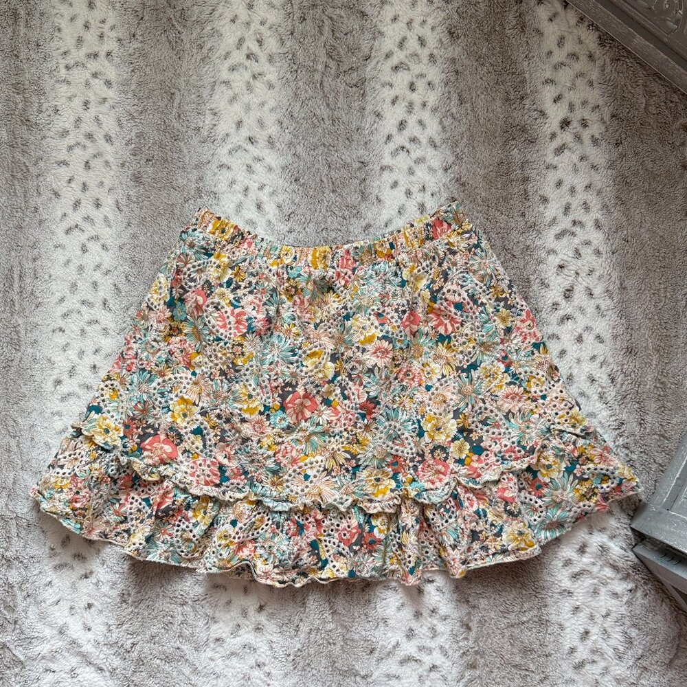 Pastel floral skirt paisley embroidery large cottagecore garden party summer - Picture 7 of 10